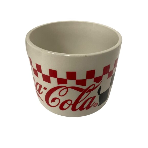 Vintage Coca-Cola Checkerboard Ceramic Mug 3" Tall White‎ & Red - Picture 3 of 6
